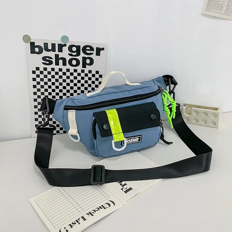 Polyester Letter-Logo Sports Chest Bag Sky Blue color SKU reference