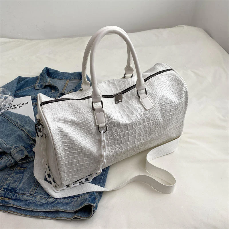 PU Sports and Gym Weekender Duffel White color SKU reference