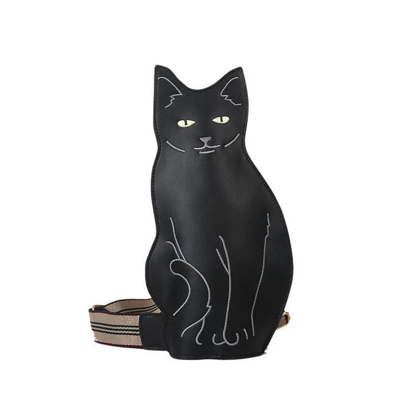 PU Cartoon Cat Phone and Crossbody Bag Gray color SKU reference