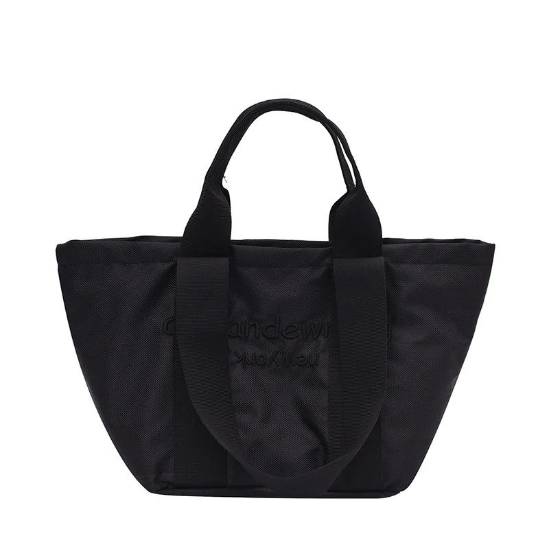 Nylon Letter-Embroidery Travel Tote Black color SKU reference