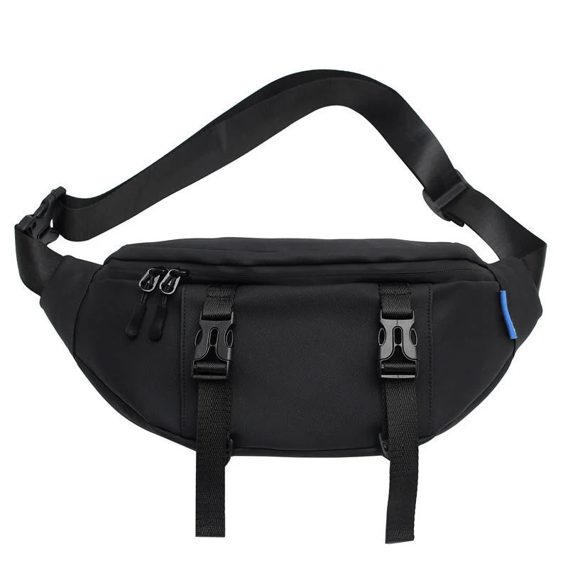 Large-Capacity Polyester Chest Bag with Zipper Black color SKU reference