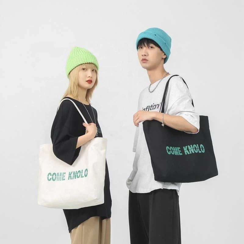 Canvas Student and Travel Tote with Letter Print product reference image