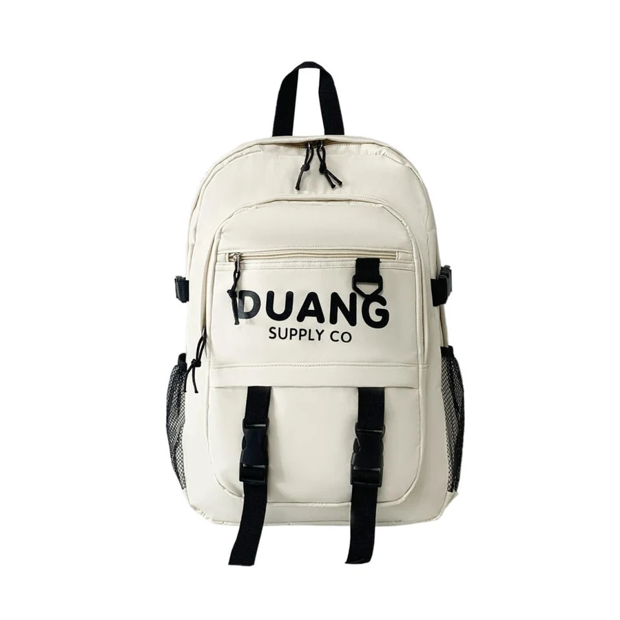 Student Backpack with Bear Pendant Detail White color SKU reference