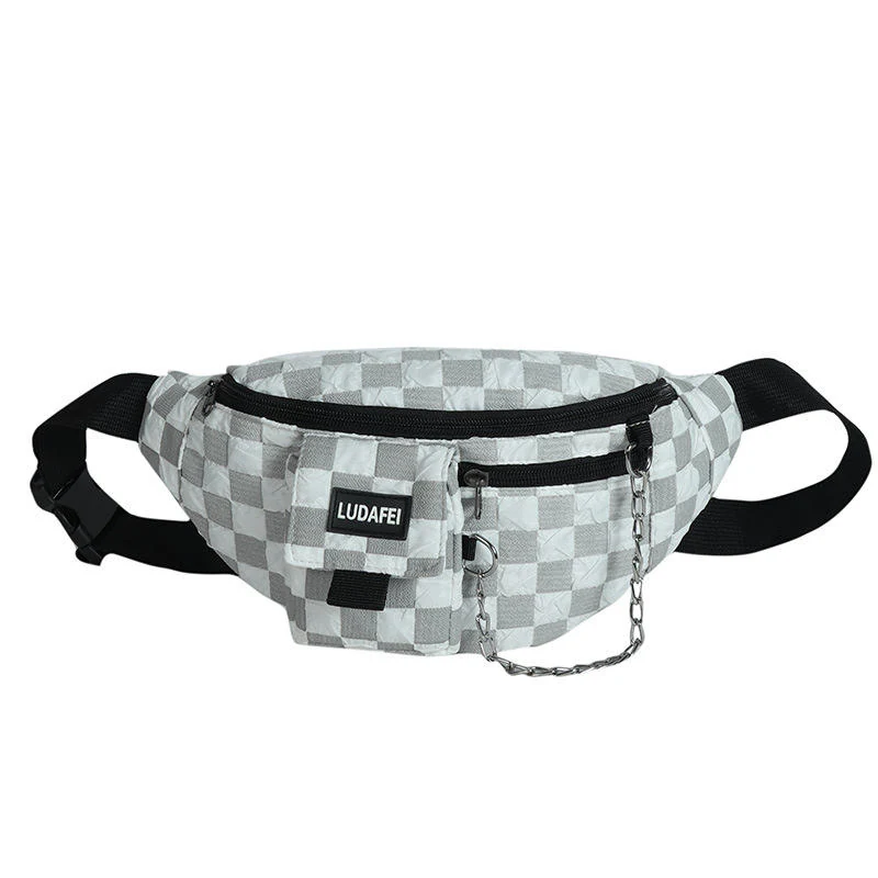 Polyester Plaid Chest and Crossbody Bag Gray color SKU reference
