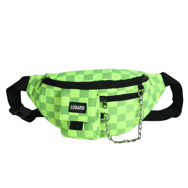 Polyester Plaid Chest and Crossbody Bag Green color SKU reference