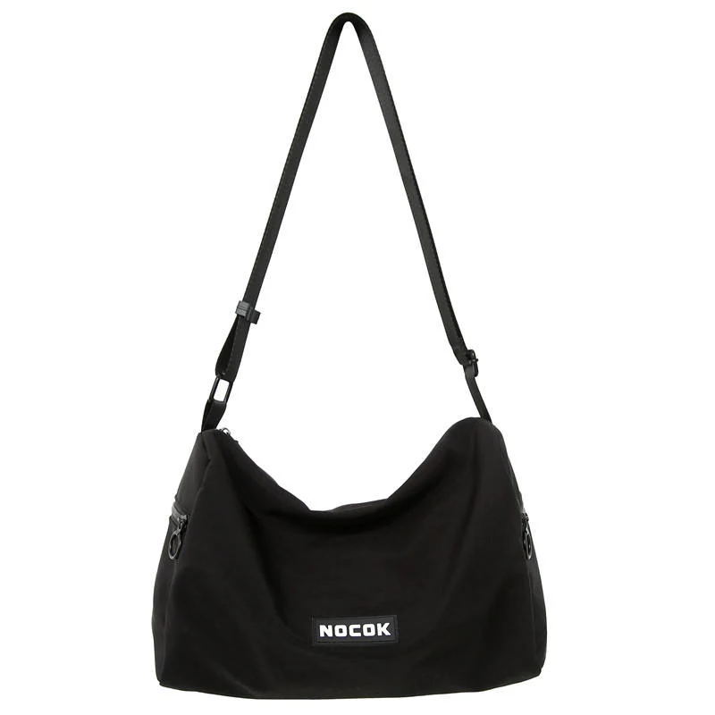 Large-Capacity Polyester Crossbody Messenger Bag Black color SKU reference