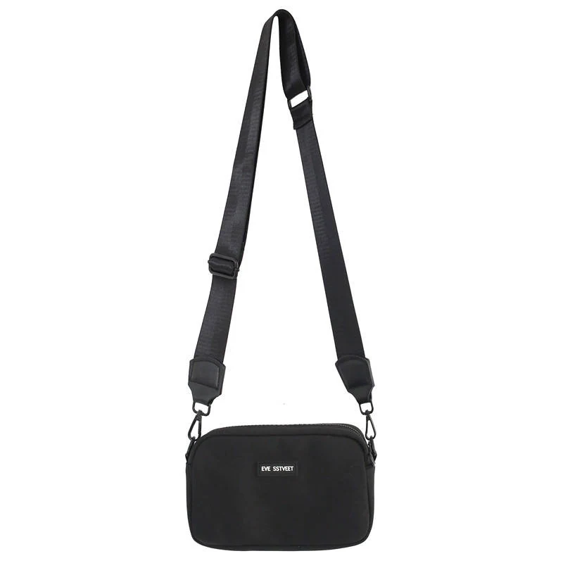 Compact Polyester Crossbody Messenger Bag Black color SKU reference