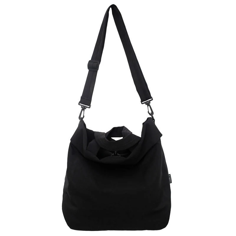 Nylon Travel Tote with Detachable Shoulder Strap Black color SKU reference