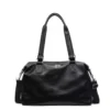 Croc-Embossed PU Travel Duffel with Adjustable Strap Black color SKU reference
