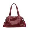 Croc-Embossed PU Travel Duffel with Adjustable Strap Burgundy color SKU reference
