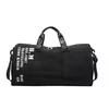 Letter-Print Canvas Travel Duffel with Wet/Dry Pocket Black color SKU reference