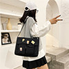Canvas Multi-Pocket Messenger Handbag Black color SKU reference