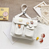 Canvas Multi-Pocket Messenger Handbag White color SKU reference