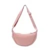 Nylon Crescent Crossbody Bag with Adjustable Strap Pale pink color SKU reference