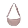 Nylon Crescent Crossbody Bag with Adjustable Strap Blush pink color SKU reference