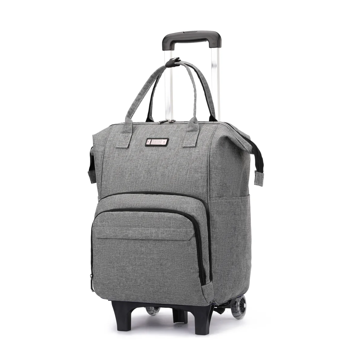 Wheeled Travel Backpack with Removable Quiet Wheels Gray · two-wheel setup SKU overview reference