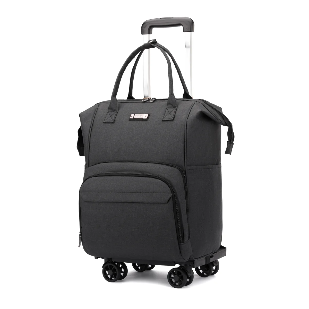 Wheeled Travel Backpack with Removable Quiet Wheels Black · four-wheel setup SKU overview reference