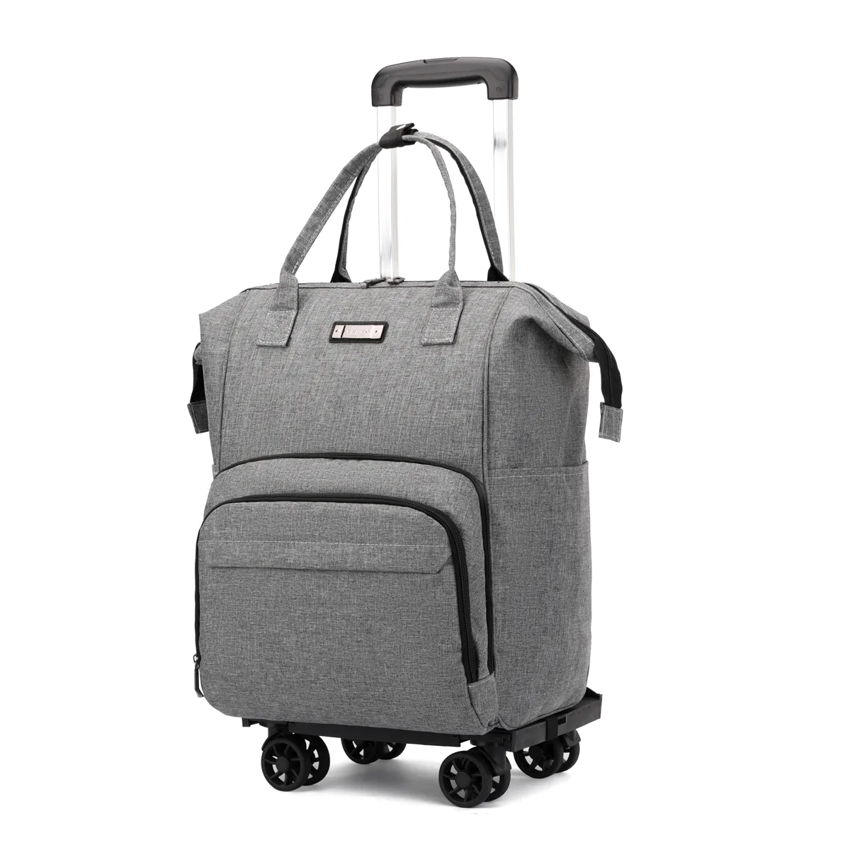 Wheeled Travel Backpack with Removable Quiet Wheels Gray · four-wheel setup SKU overview reference