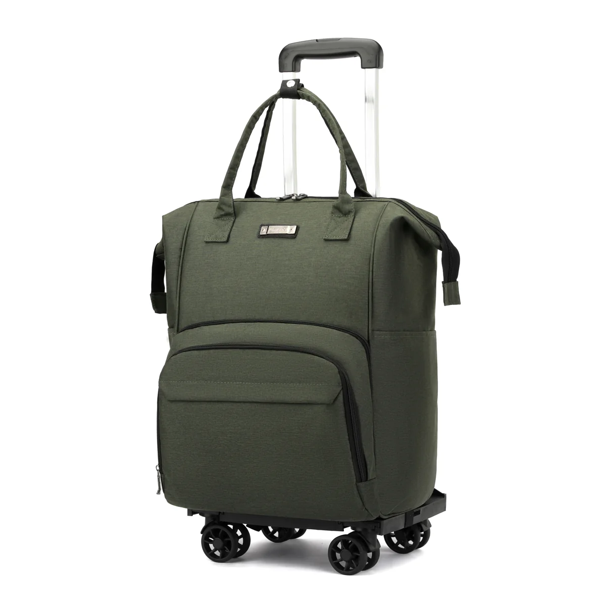 Wheeled Travel Backpack with Removable Quiet Wheels Green · four-wheel setup SKU overview reference