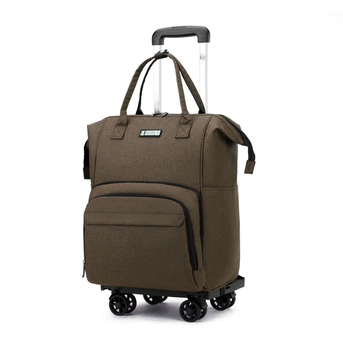 Wheeled Travel Backpack with Removable Quiet Wheels Brown · four-wheel setup SKU overview reference